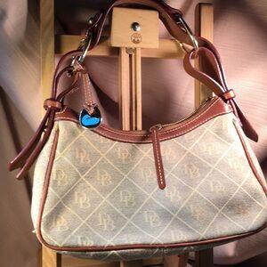 Dooney & Bourke leather and monogrammed canvas bag